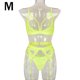 thumbnail image 1 of Conjunto de ropa interior de encaje de 3 piezas para mujer Encantador sujetador Panty Liguero, verde fluorescente, M Inevent XX000052-16, 1 of 7