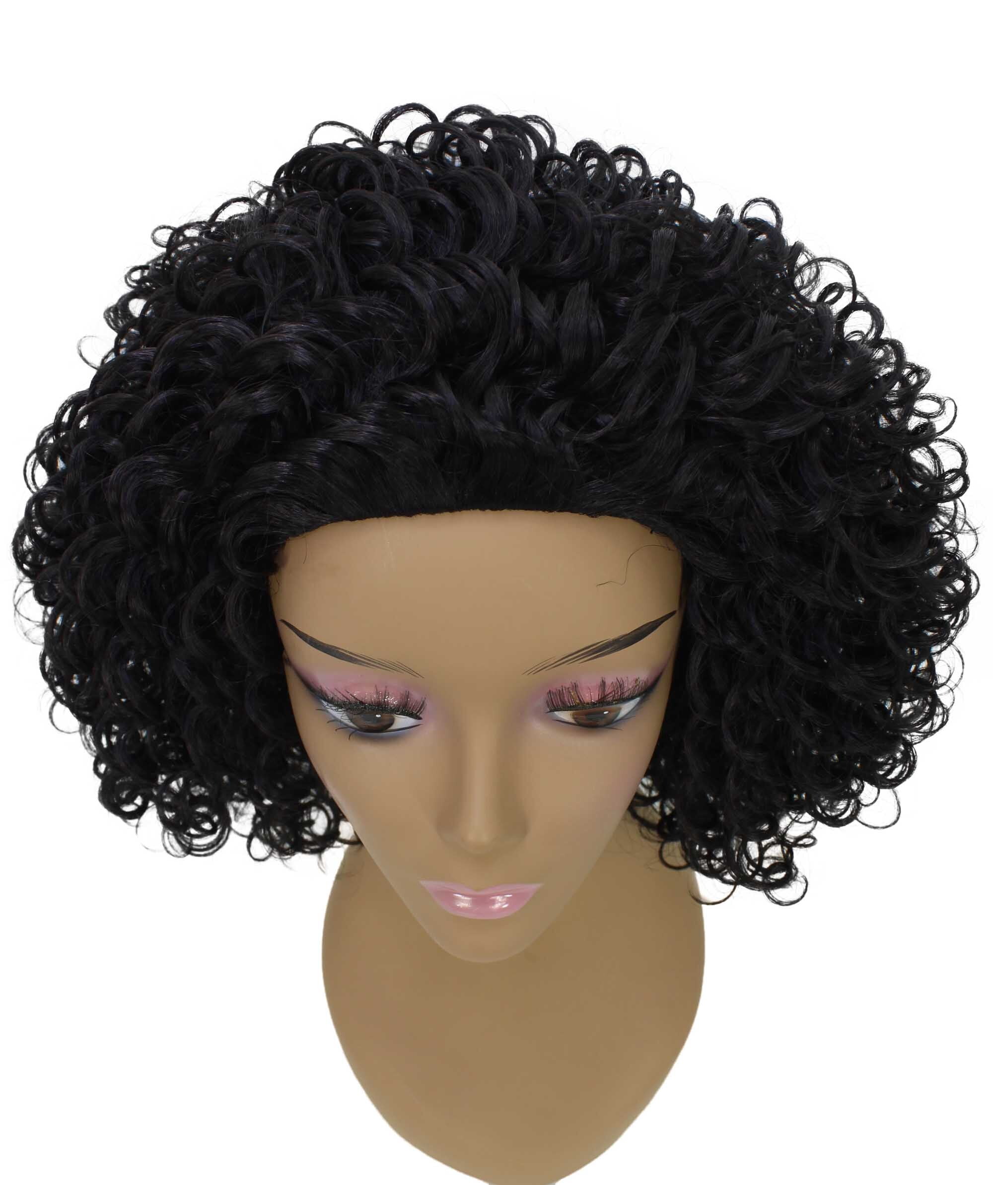 LUXLUXE 13.5" Kinky Curly Half Wig for Black Women – Mixed Hair Fluffy Short Layered Drawstring Headband Wig for Daily Wear, Parties & Events
