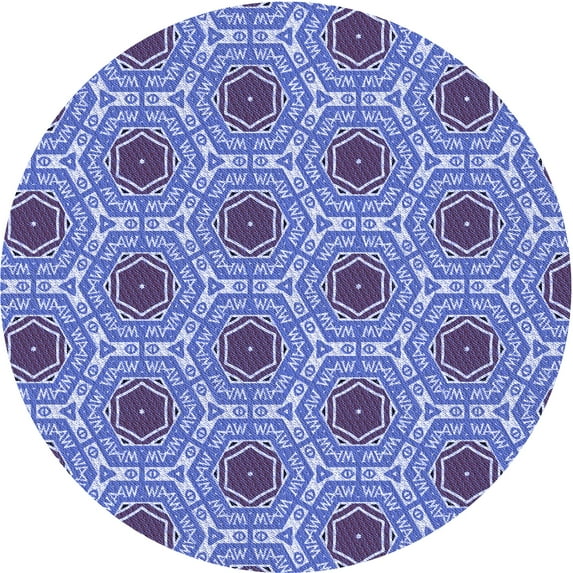 Ahgly Company Machine Washable Indoor Round Transitional Jeans Blue Area Rugs, 4' Round
