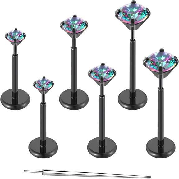DESIGNICE 20G Flat Back Earrings Stud Titanium Threadless Tragus Labret Cartilage Lip Medusa Conch Body Piercing Jewelry Hypoallergenic for Women Men