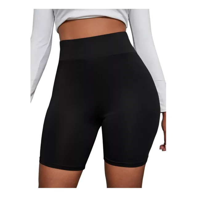 Short Licra Biker Casual Deportivo Cintura Alta Mujer Negro