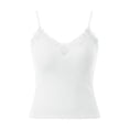 thumbnail image 5 of Women's Built-In Bra Tank Top, Spaghetti Strap Lace Trim Camisole with Padded Cups, Slim Fit Summer Layering Cami, 5 of 5