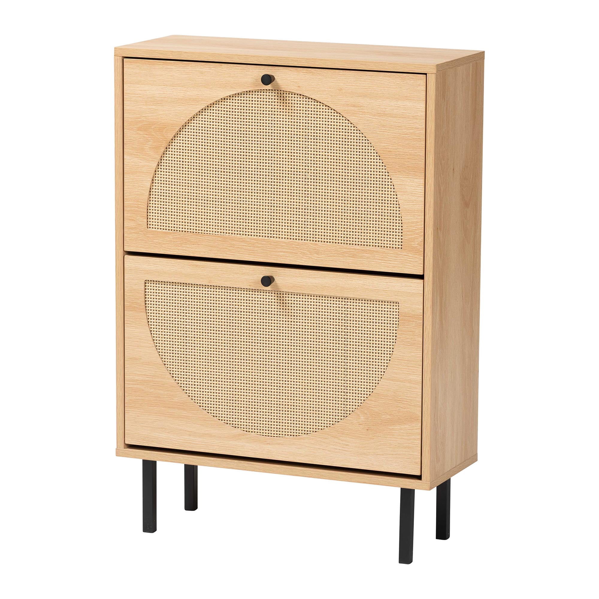 Baxton Studio Remus Classic Shoe Cabinet, 12-Pair, Light Oak