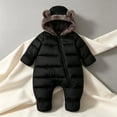thumbnail image 2 of 3-6 Months Newborn Baby Winter Snowsuit Fleece Lined Hooded Footed Romper With Cute Bear Ears Infant Zipper Padded Jumpsuit One-Piece Footed Romper Newborn Gift, 2 of 9
