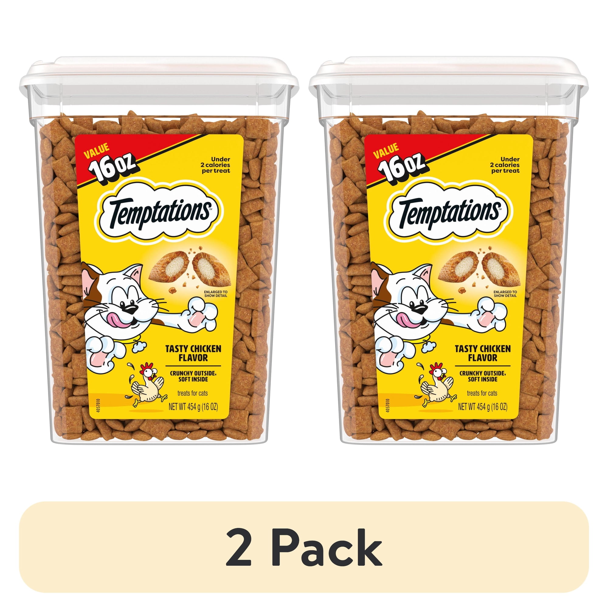 (2 pack) Temptations Classic Tasty Chicken Flavor Crunchy And Soft Treats For Cats, 16 Oz Tub