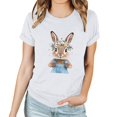 thumbnail image 4 of Pantalones Cortos para las Mujeres Sexy Pascua Moda Impresión Cuello Redondo Tee, Poliéster Ligero Casual Top para Primavera Verano Diario, Blusa de Suéter, 4 of 4