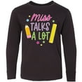 thumbnail image 3 of Inktastic Back to School Miss Talks a Lot Long Sleeve Youth T-Shirt, 3 of 5