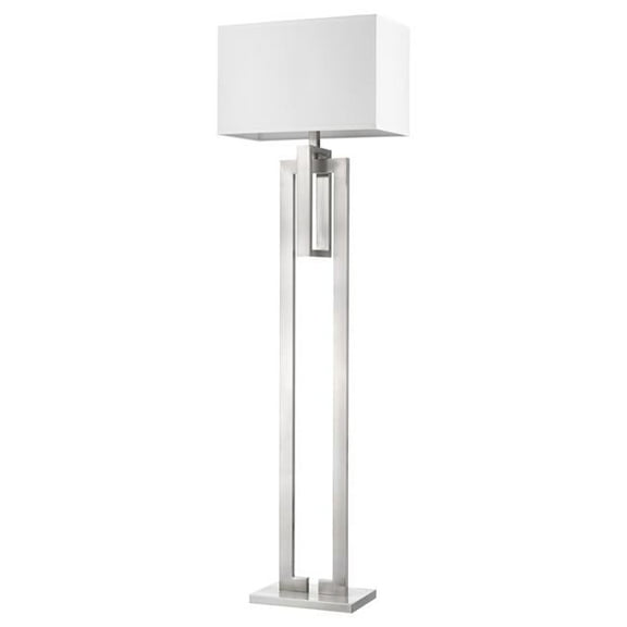 64 x 19 x 10 in. Precision 1-Light Brushed Nickel Floor Lamp with Ivory Shantung Shade