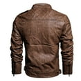 thumbnail image 6 of Nmnitkp Leather Jacket Men Warm and Wear-Resistant Fleece Jackets for Men High Cost Performance Men’s Casual Stand Collar PU Faux Leather Zip-Up Motorcycle Bomber Jacket Plus Size, 6 of 9