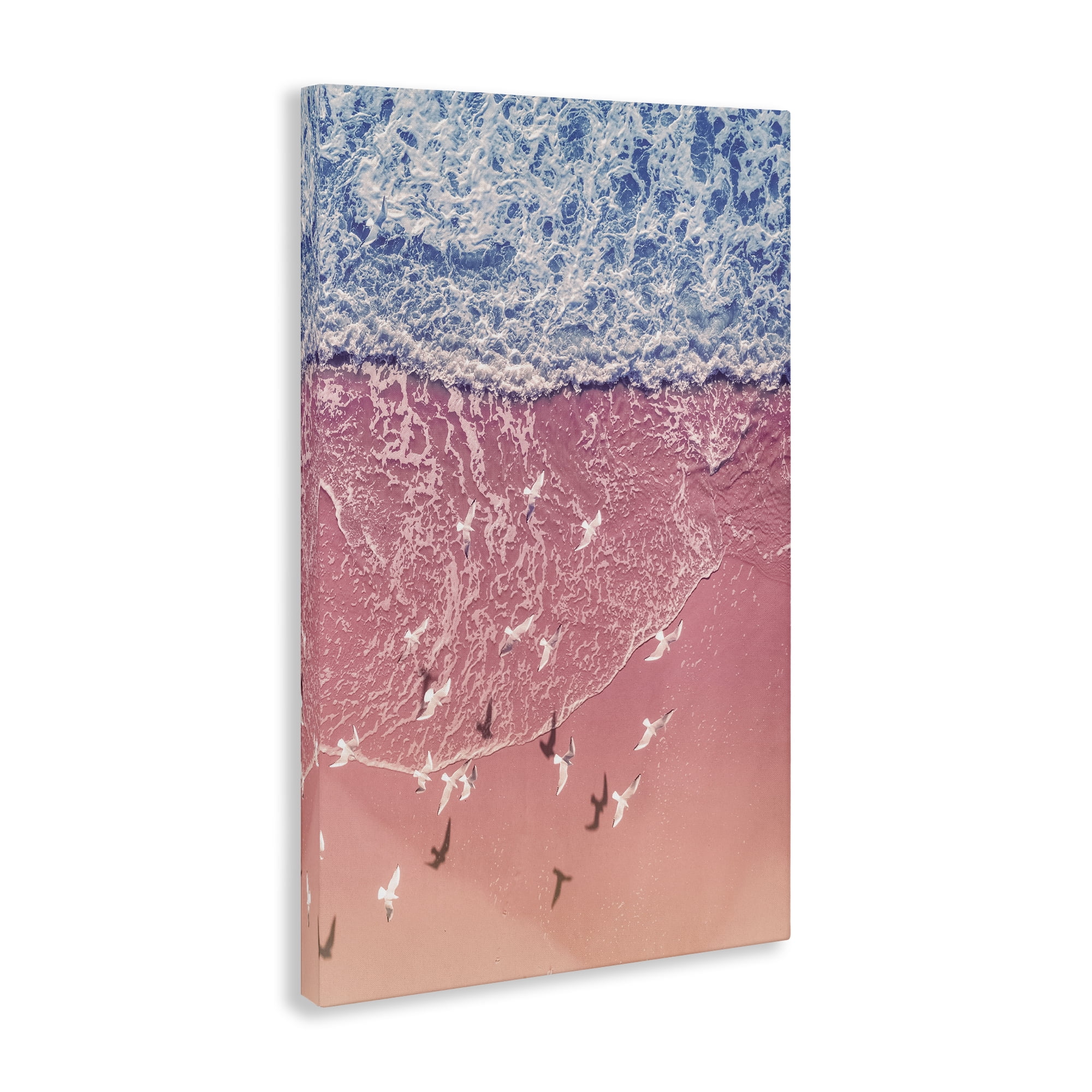 Stupell Industries Aerial Seagulls over Beach Landscape & Nature Photography Wrapped Canvas Art Print Wall Art, 24 x 36