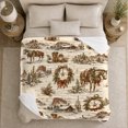 thumbnail image 5 of Western Ranch Horse Cabin Holiday Wreaths, Festive Holiday Scene, Warm Flannel Blanket for Ranch House and Living Room, Horse Lovers Housewarming Gift, Rustic Home Decor, 5 of 9