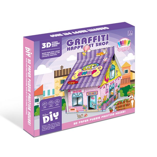 Juguetes de grafiti de cartón ensamblados en tres dimensiones para bricolaje navideño, juguetes interactivos entre padres e hijos, educación temprana, juguetes de papel recortado para pintar