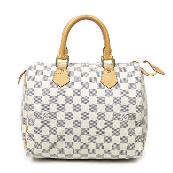 Pre-Owned Louis Vuitton Ivory Speedy 25 Handbag Damier Azur