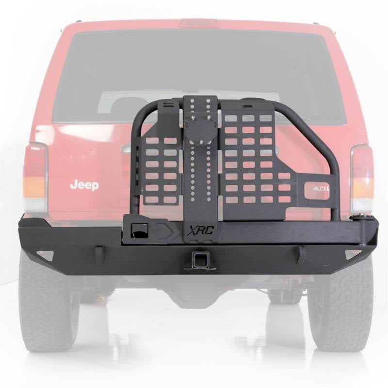 Smittybilt 1984-2001 Fits Jeep Cherokee XJ 2 4 Door XRC Rear Bumper With Hitch Tire Carrier Black Textured 76851