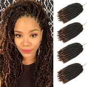 YEBO Spring Twist Hair 4 Packs 8 Inch Spring Twists Crochet Braiding Hair Ombre Colors Synthetic Hair Extensions 30 Strands/Pack, 110g/Pack(T30)