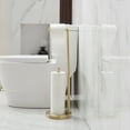 thumbnail image 3 of Bathroom Freestanding Toilet Paper Holder Stand with Reserver in Brushed Gold, 3 of 14
