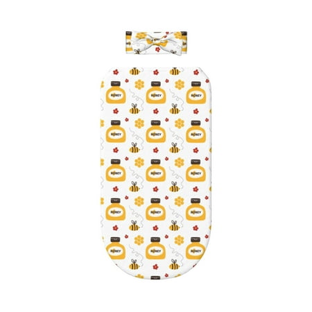 

Lafuoo Bees and Flowers Pattern 0-6 Months Newborn Swaddle Bag Headband Set for Girls Clothes Baby Care Products