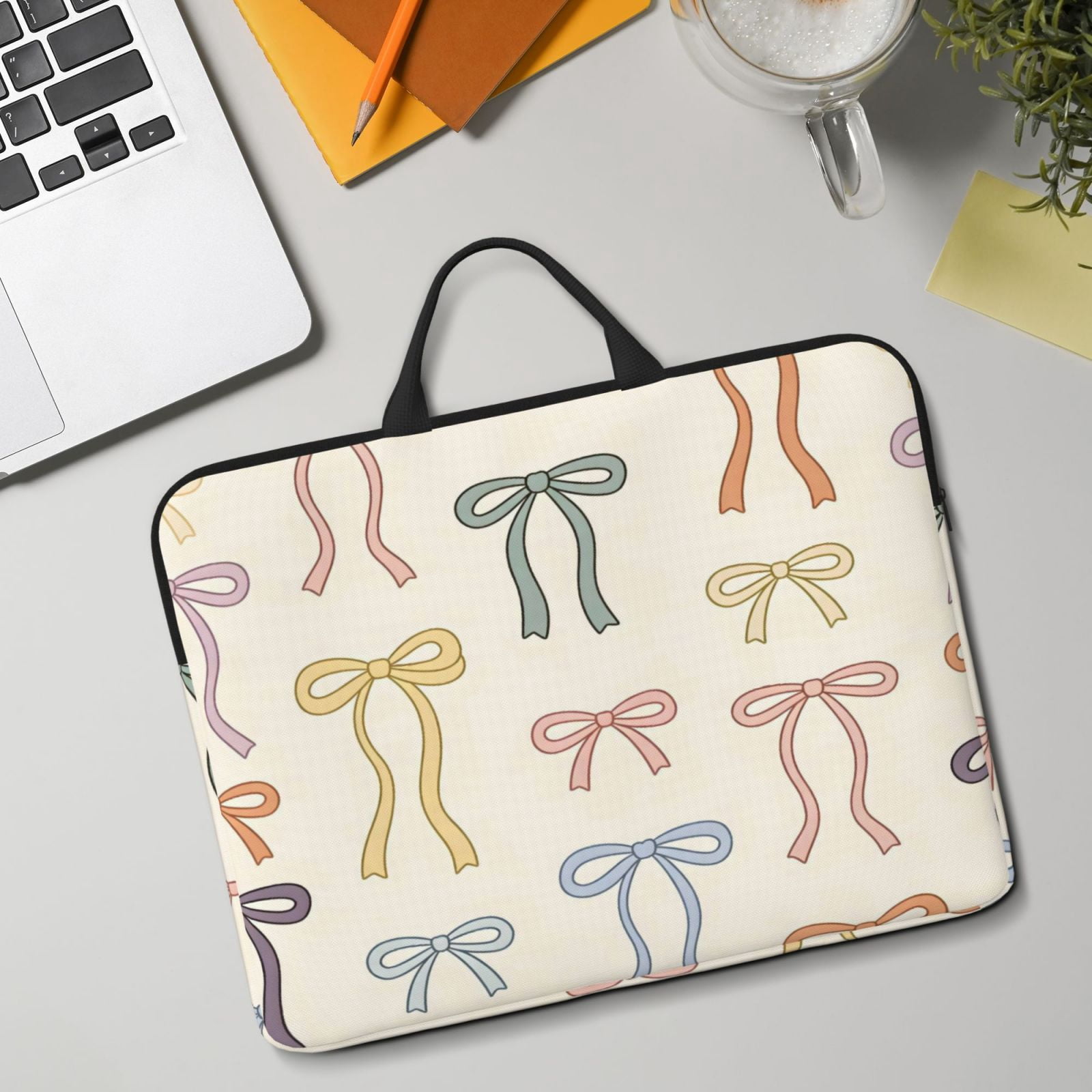 Laptop Sleeve Bag For Women Men 14inch Waterproof Durable Protective Computer Carrying Cover Handle Laptop Case Bag Colorful Bows (5)