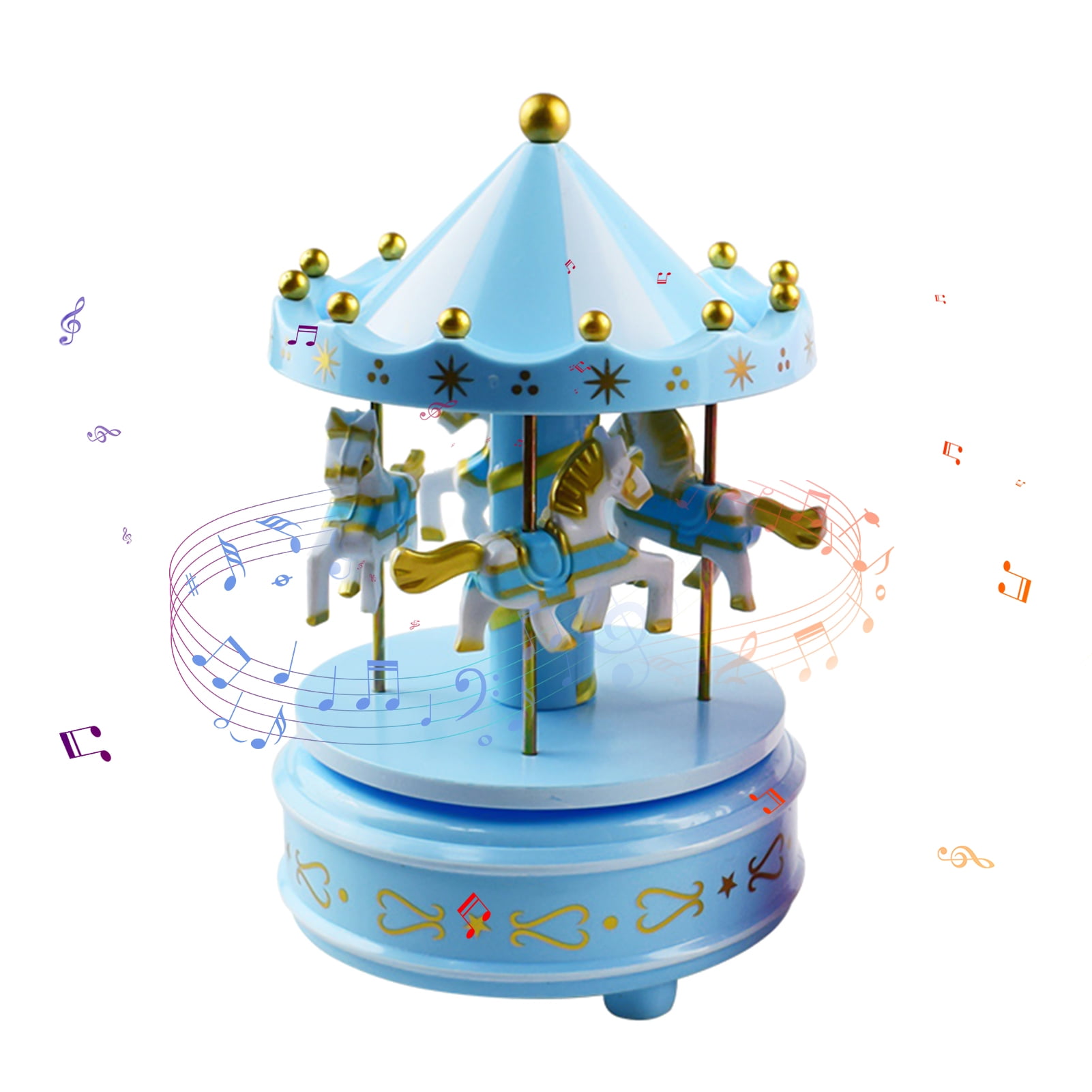 Carousel Music Box 4Horse Rotating Baby Musical Toy Christmas Gifts