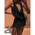 thumbnail image 5 of Women'S 2 Piece Outfits Deep V Neck Sleeveless Tank Tops and Shorts Summer Vacation Sets Black L, 5 of 7