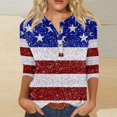 thumbnail image 2 of YDLCAFD Easter Women Casual V Neck Colorful Gradient Geometric Print Button Three Quarter Sleeve T Shirt, 2 of 4