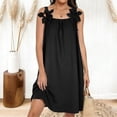 thumbnail image 2 of HBGVBA Women's Summer Mini Dress,Plus Size Short Sleeve Dresses,Summer Solid Color Lace Cami Round Neck Loose Midi Dress, 2 of 5
