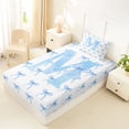 thumbnail image 5 of Erosebridal Bow Letter M Twin Sheet Sets for Girls Kids, Blue Watercolor Bedding, 3-Piece, 5 of 6