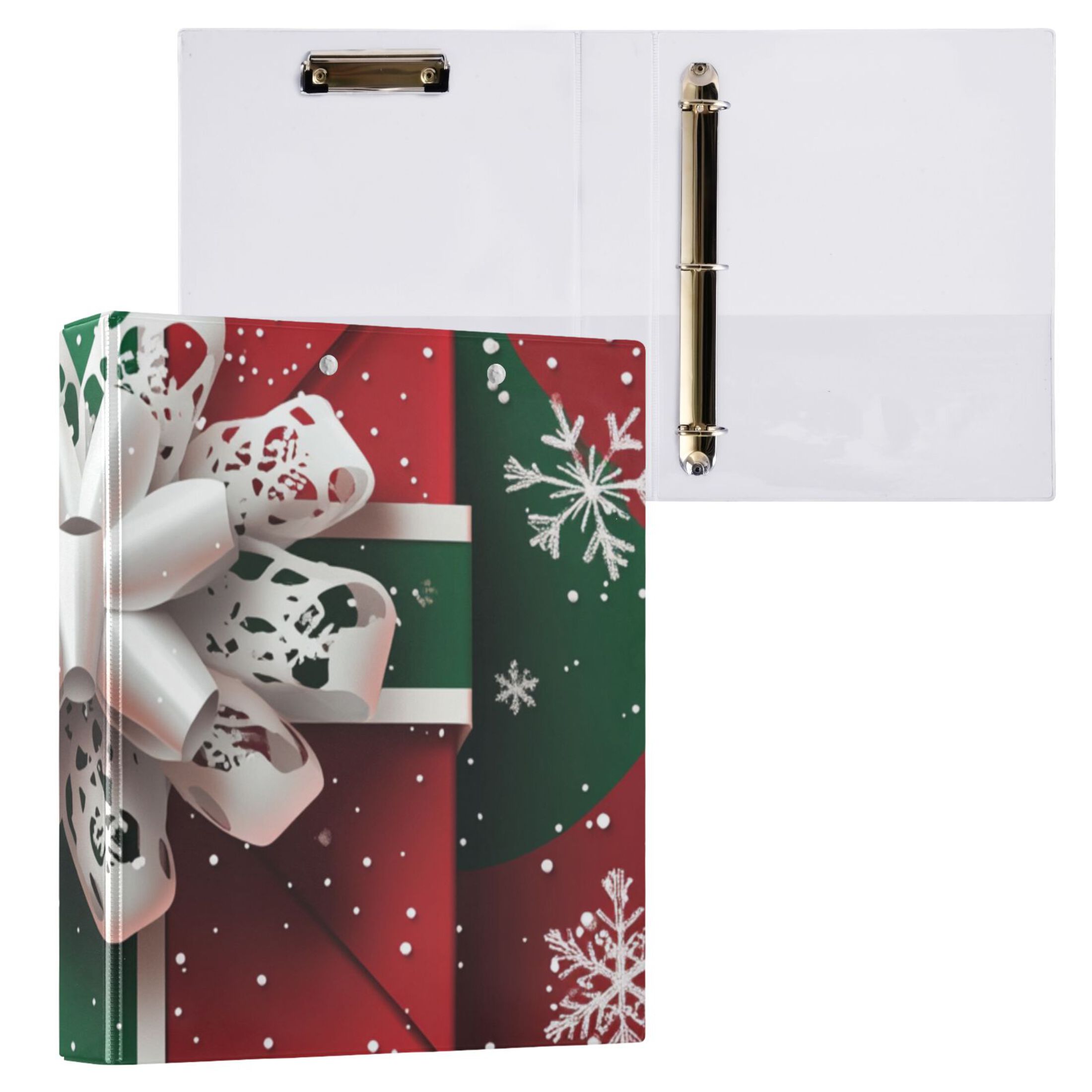 Snowflake Christmas Gift 3 Ring Binders 1.5 inch Hardcover File Folders with Interior Pockets A4 Size Organizer for School Office Hospital