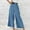 Blue, variant on AOOCHASLIY Women Fall Pants Women Casual Solid Cotton Linen Drawstring Elastic Waist Long Wide Leg Pants