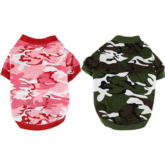 longlongpet Pet Apparel Dog Clothes Camouflage Summer Spring T-shirt Tee Shirts For Small Middle Large Size Dogs 100% Cotton Pink Green Purple Dog Costumes Camouflage Clothing XS, Beige