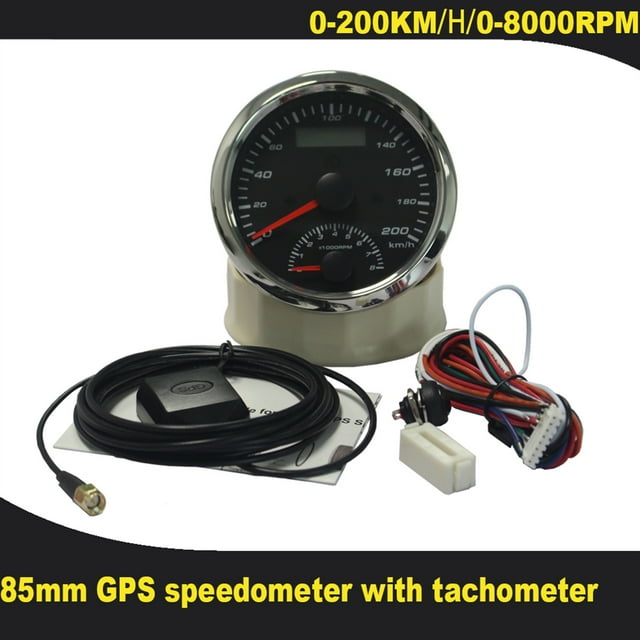 Universal 85mm GPS Speedometer 200km/h With Tachometer 8000RPM Left Right High Beam Alarm Odometer With GPS Antenna Motorcycle