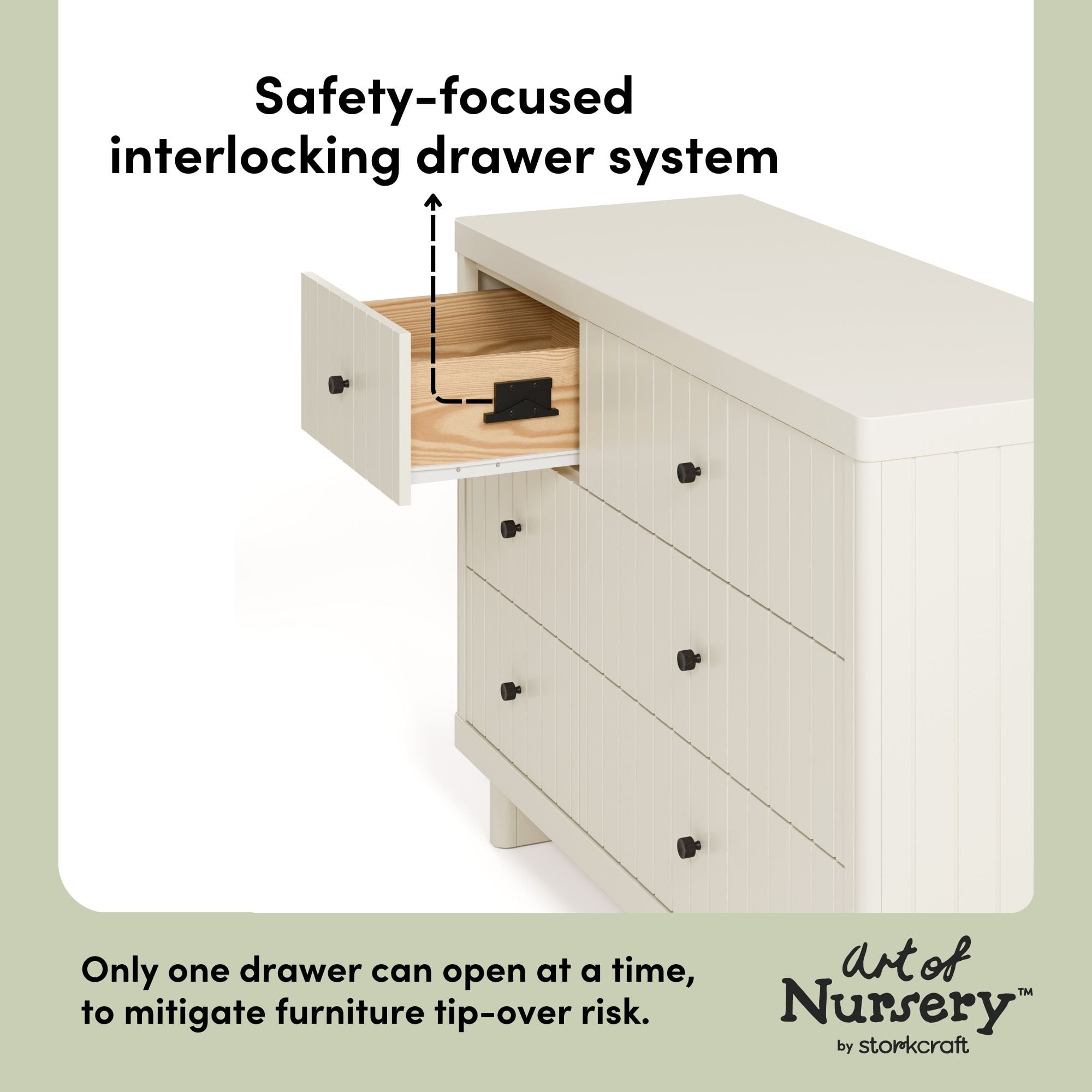 Art of Nursery by Storkcraft Kyoto 6 Drawer Nursery Dresser, Frosted Oat