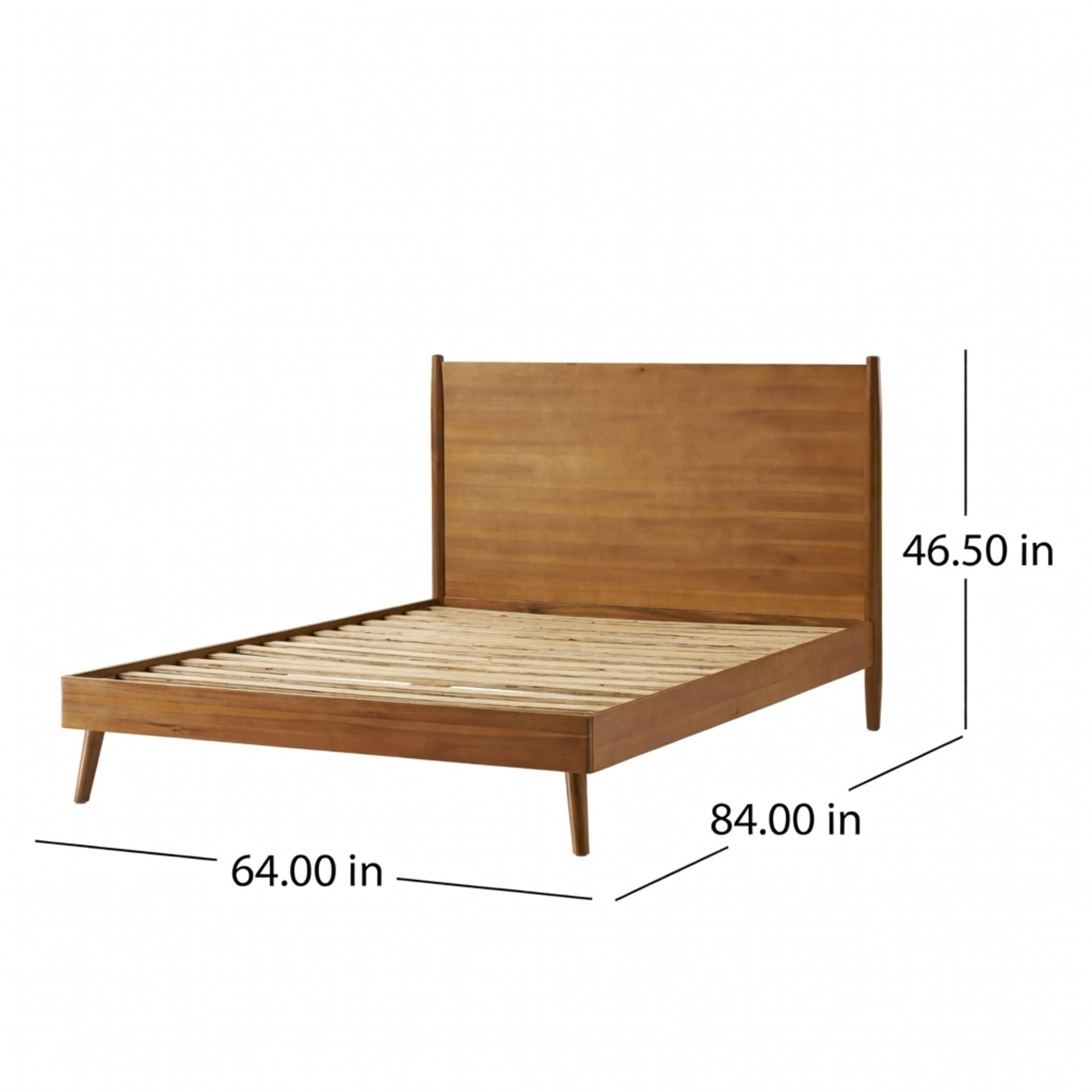 Christopher Knight Home Mid-Century Queen Bedroom Furniture Set, Solid Wood Bed with 2 Nightstands, Natural+Walnut