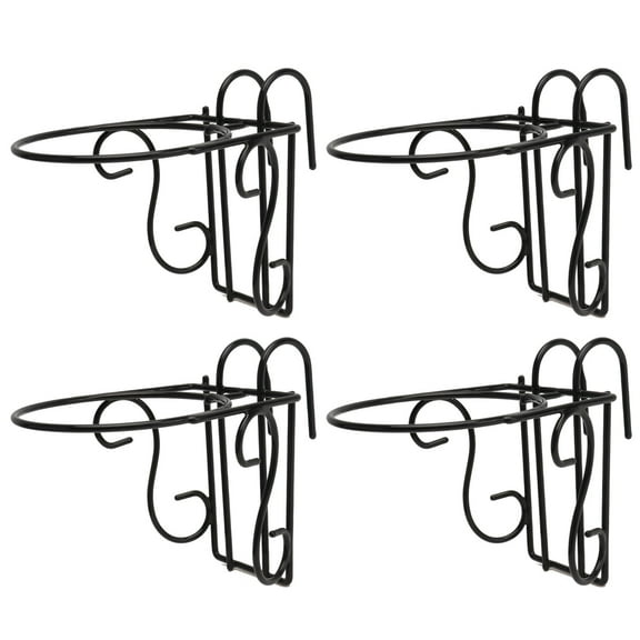 4 PCS Hanging Type Flowerpot Rack Shelf Stands Plants Decor Black