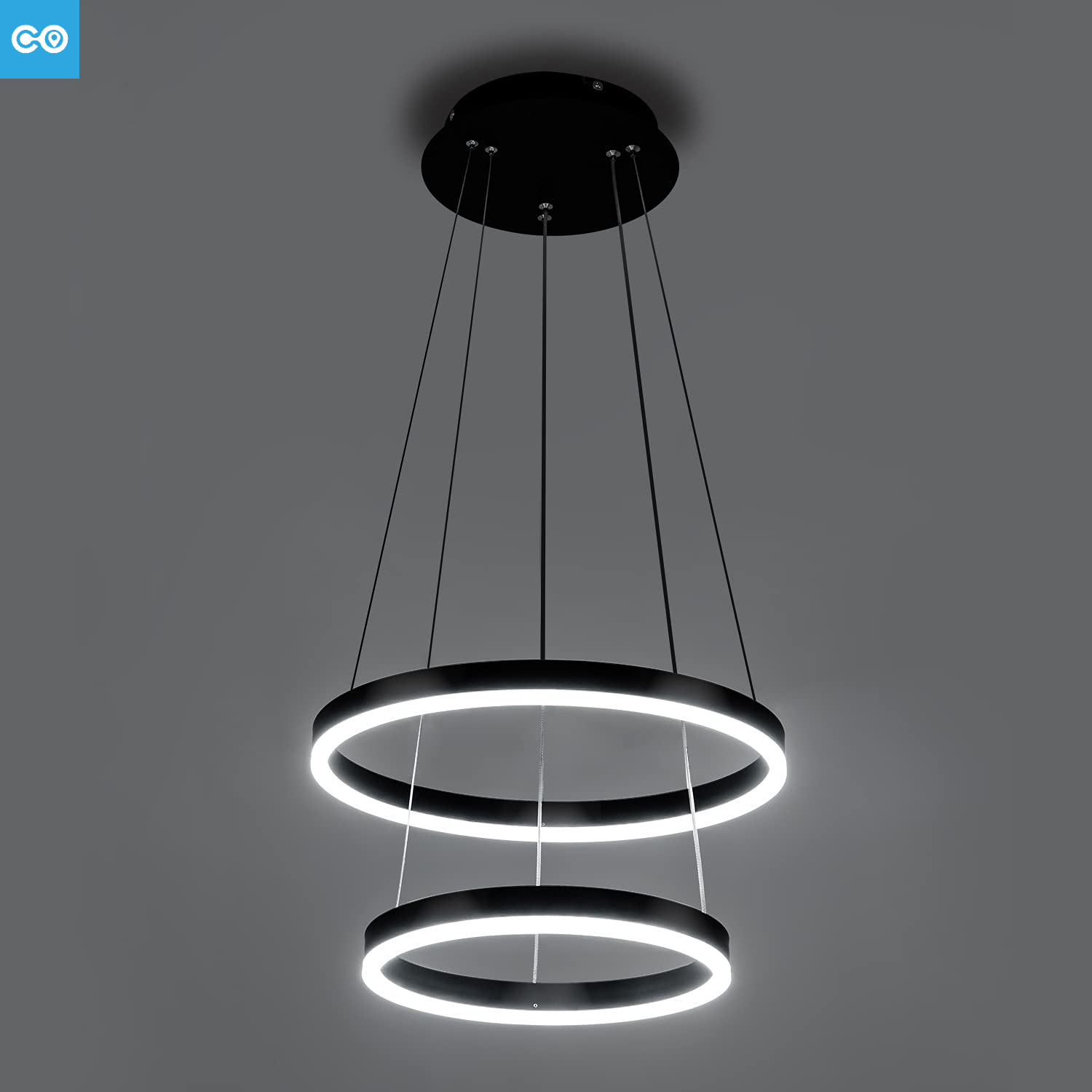 Dimmable LED Pendant Light Dining Room 50W LED Modern Chandelier Black