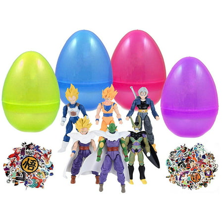 Dragon Ball Z 6x 5 Figures Piccolo Cell Trunks Super Saiyan Goku Gohan Vegeta With Vinyl Sticker And 8 Plastic Easter Egg