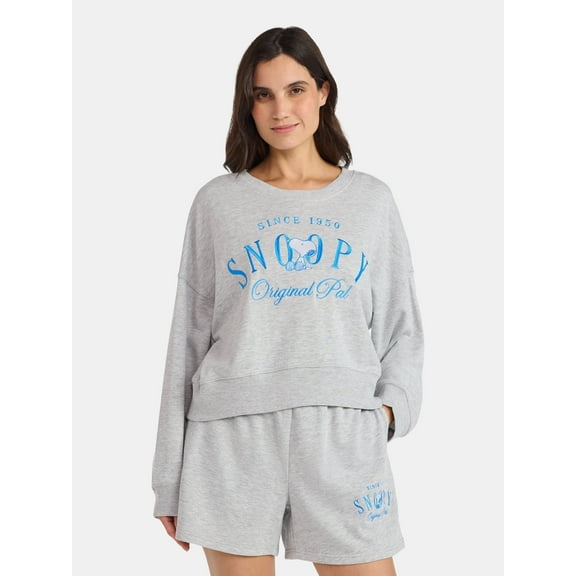 Snoopy Women’s Original Pal Cropped Graphic Sweatshirt, Sizes XXS-XXL