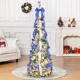 thumbnail image 3 of BGZLEU 6ft Pre lit Eject Christmas Tree with Lights, Pre-Decorated Artificial Pencil Xmas Tree Collapsible Christmas Tree Holiday Party Decorations (Blue), 3 of 5