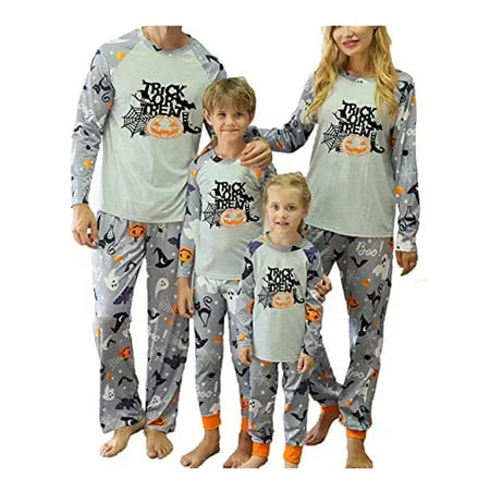 

Cathery Family Halloween Pajamas Set Halloween Pumpkin Top Pants Sleepwear Nightwear for Adults Holiday PJS Set