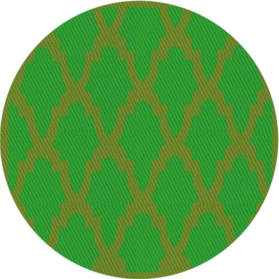 Ahgly Company Machine Washable Indoor Round Transitional Dark Lime Green Area Rugs, 4' Round