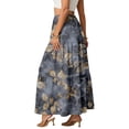 thumbnail image 4 of LWavelet Women's Vintage Floral Print Tiered Maxi Skirt, Elastic Waist with Pockets, Boho Spring & Easter Long Skirt Dark Gray 2XL, 4 of 6