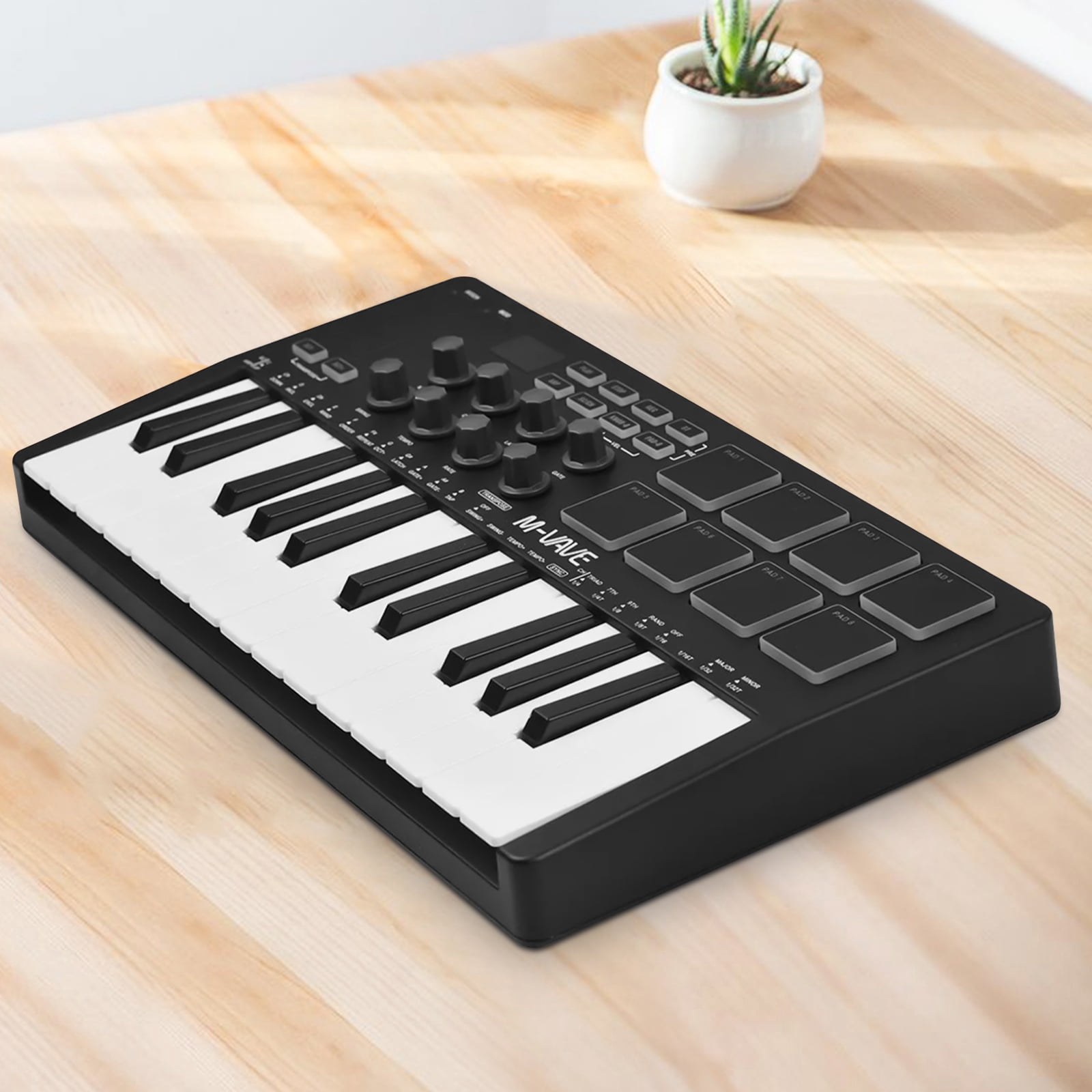 Midi Keyboard Controller 25 Key Portable Mini & USB Midi Piano, 8 Knobs and Music Production Software for Computer Recording, Music Production