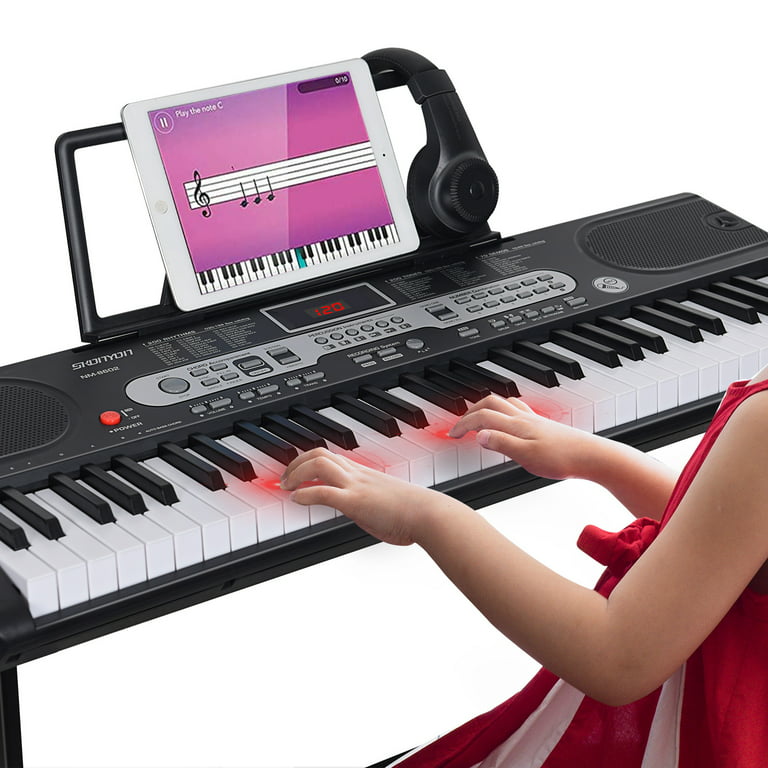 JUNELILY 61-Key Electronic Keyboard Piano Kit w/ 300 Built-in Tones, Music  Rest & Demo Songs