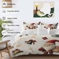 thumbnail image 3 of Christmas Bedding Duvet Cover Set Queen Size 4 Pieces Santa Claus Winter Xmas Bell Snowflake Retro Linen Bedding Set with Zipper Closure, 1 Comforter Cover 90x92 Inches 1 Flat Sheet & 2 Pillow Cases, 3 of 7