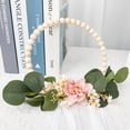 thumbnail image 5 of Wood Bead Garland Wreath Wooden Bead Floral Wreath Artificial Flower With Eucalyptus Leaves Garland For Front Door Wall Farmhouse Decor, 5 of 5