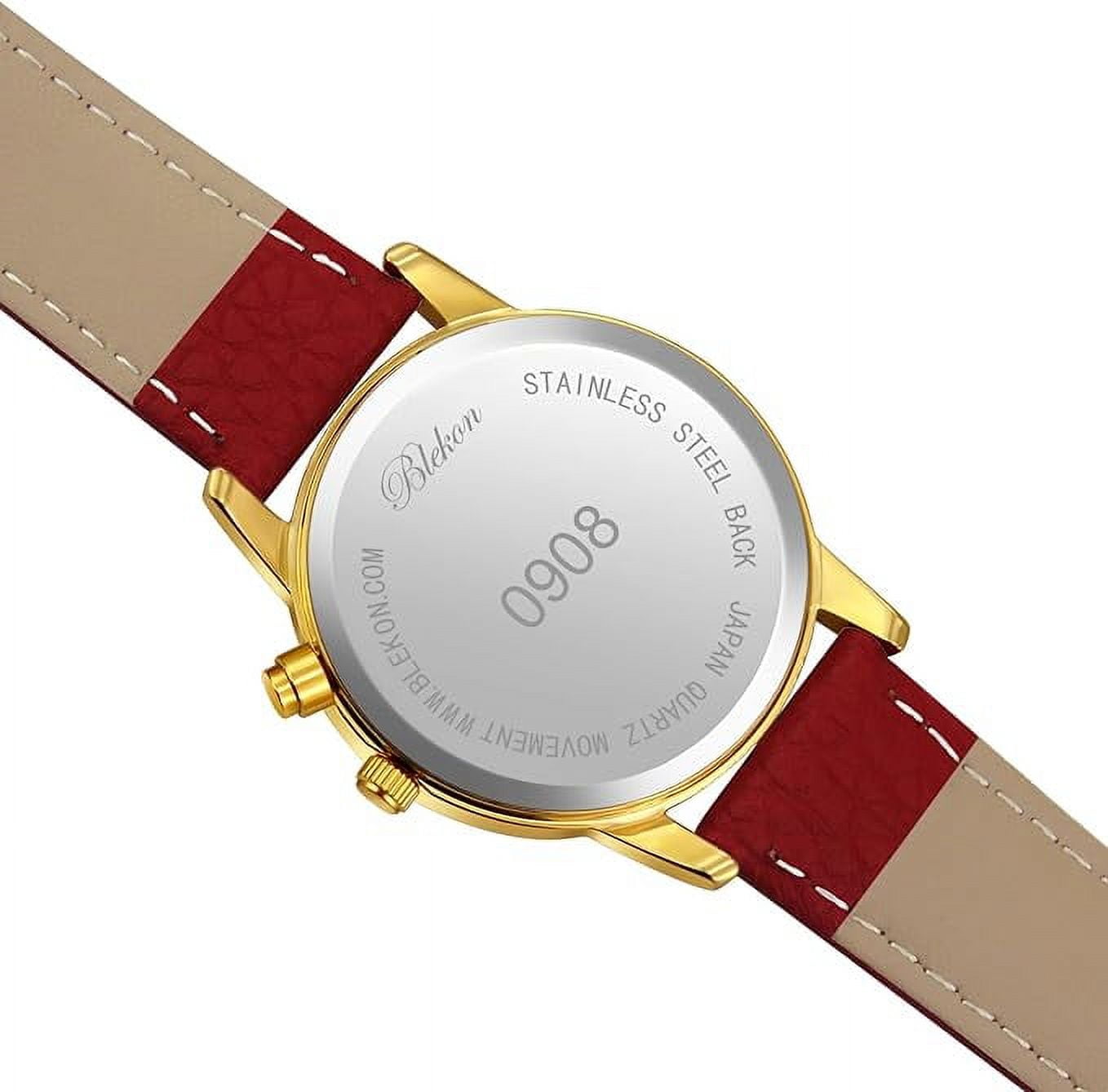 Blekon Collections Women's Quartz 36mm Case Christmas-Themed Leather Two Piece Strap Watch