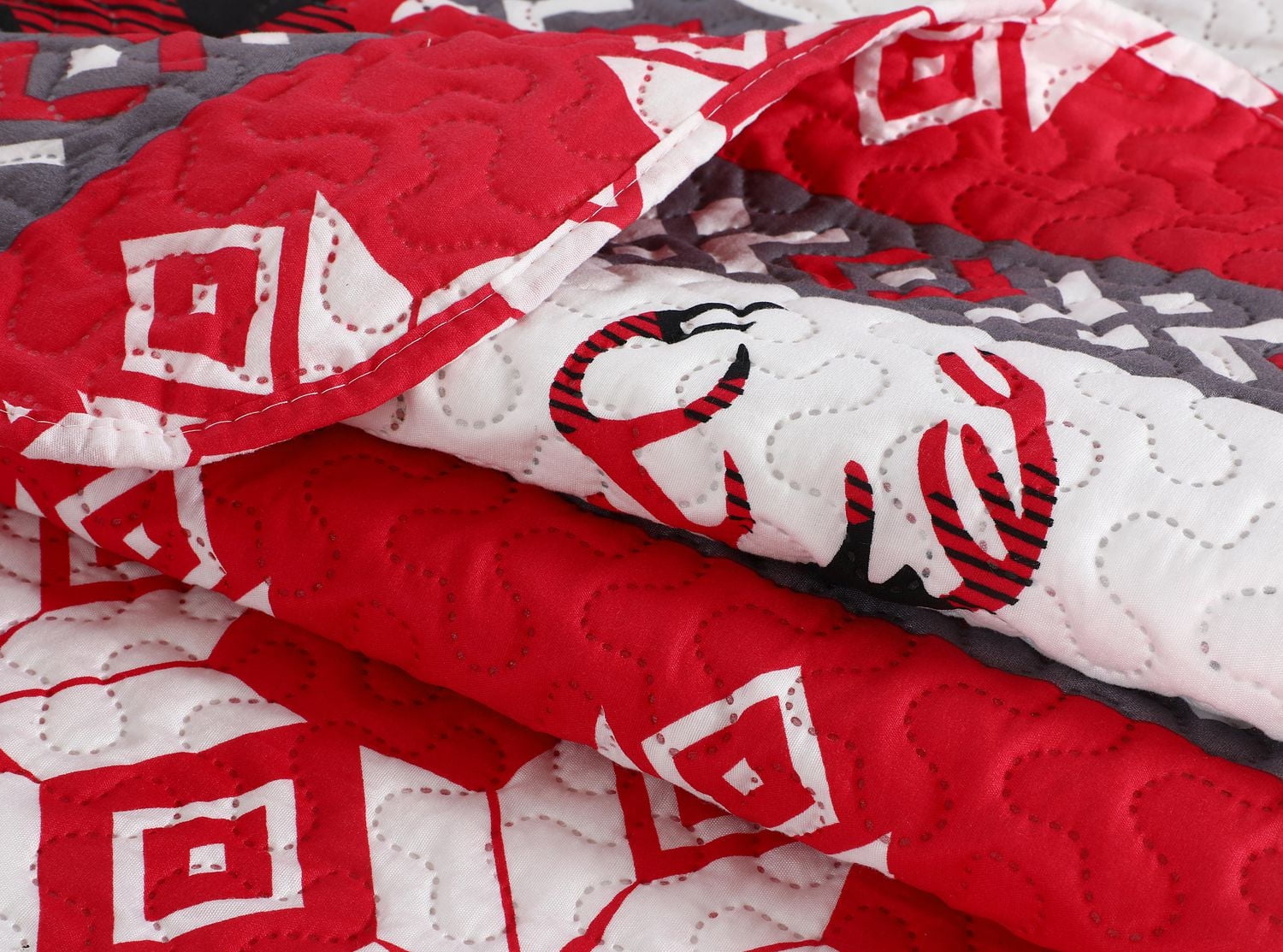 Marina Decoration Rich Printed Embossed Pinsonic Coverlet Bedspread Ultra Soft Bedding Summer Christmas Quilt Ensemble avec taies d'oreiller, motif flocon de neige de Noël et cerf