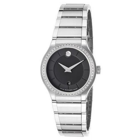 Movado Women's Quadro Diamond Stainless Steel Black Dial