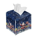 thumbnail image 6 of ZIATUBLE Christmas Santa Claus Square Tissue Box Cover Snowflakes PU Tissue Box Cover Cute Soft Napkin Organizer Dispenser Washable Facial Napkin Box Holders Accessories Decor, 6 of 7