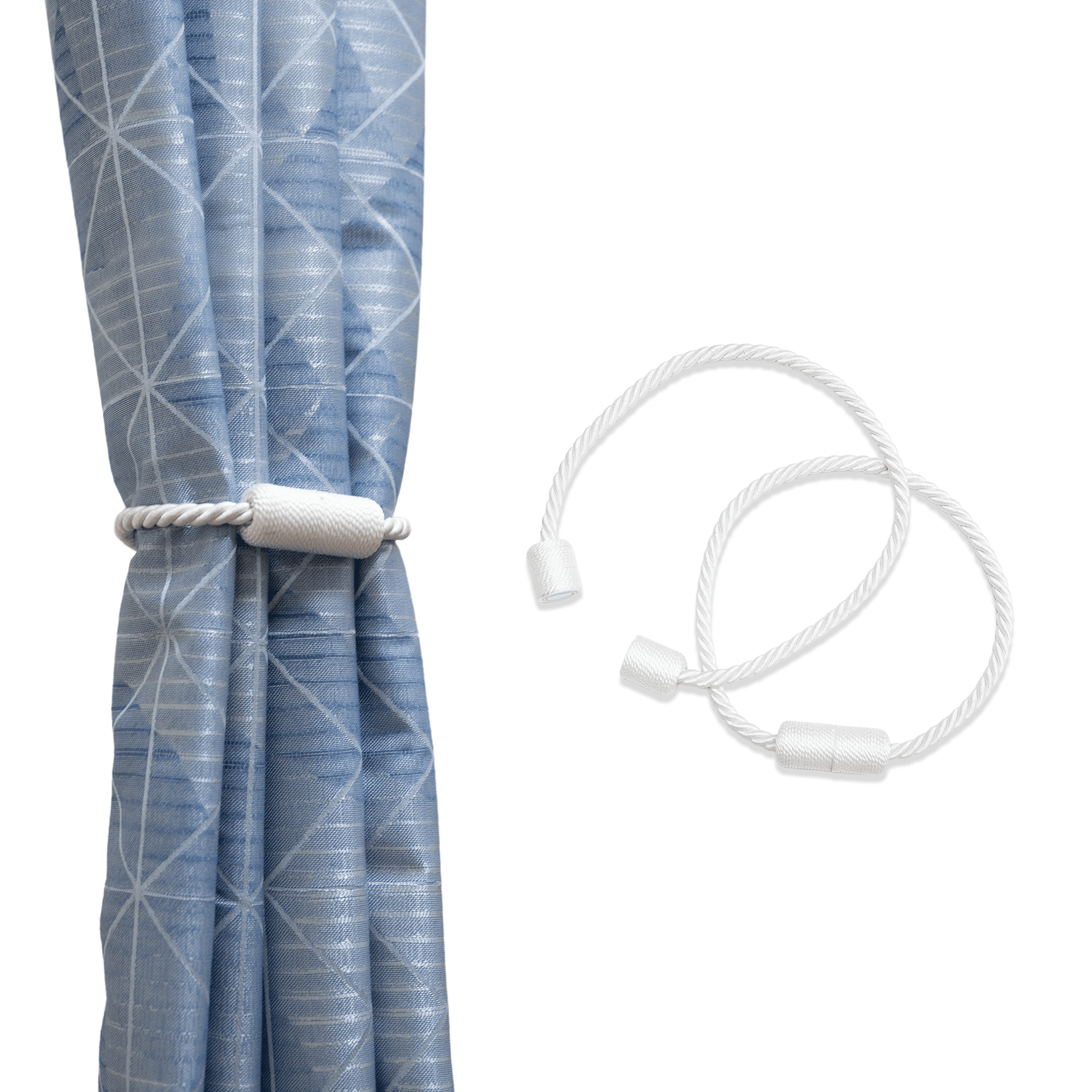 Mainstays 2-Pack Magnetic Tiebacks for Curtains, 18 Inch - White